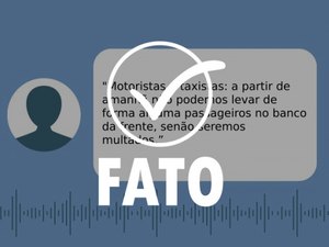 É fato que taxistas e motoristas de app não podem transportar passageiros no banco da frente em Maceió