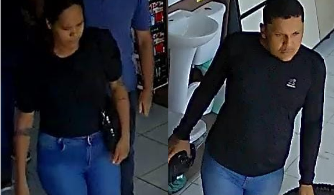 [Vídeo] Casal é flagrado furtando torneiras em loja de material de construção no Pilar