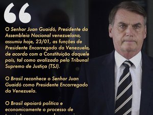 Bolsonaro reconhece Guaidó como presidente da Venezuela
