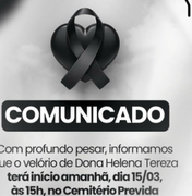 Grupo Coringa informa que velório de Dona Helena terá início neste sábado (15) às 15h00 no Previda