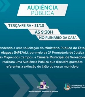 Audiência Pública discutirá problema do lixão em São Miguel dos Campos