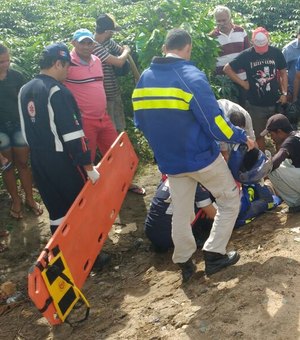 Motoqueiro passa mal e cai em plantação na rodovia AL-220