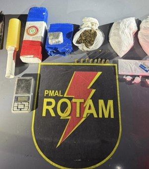 PM apreende 1,8 quilo de drogas durante averiguação de denúncia de tráfico no Farol