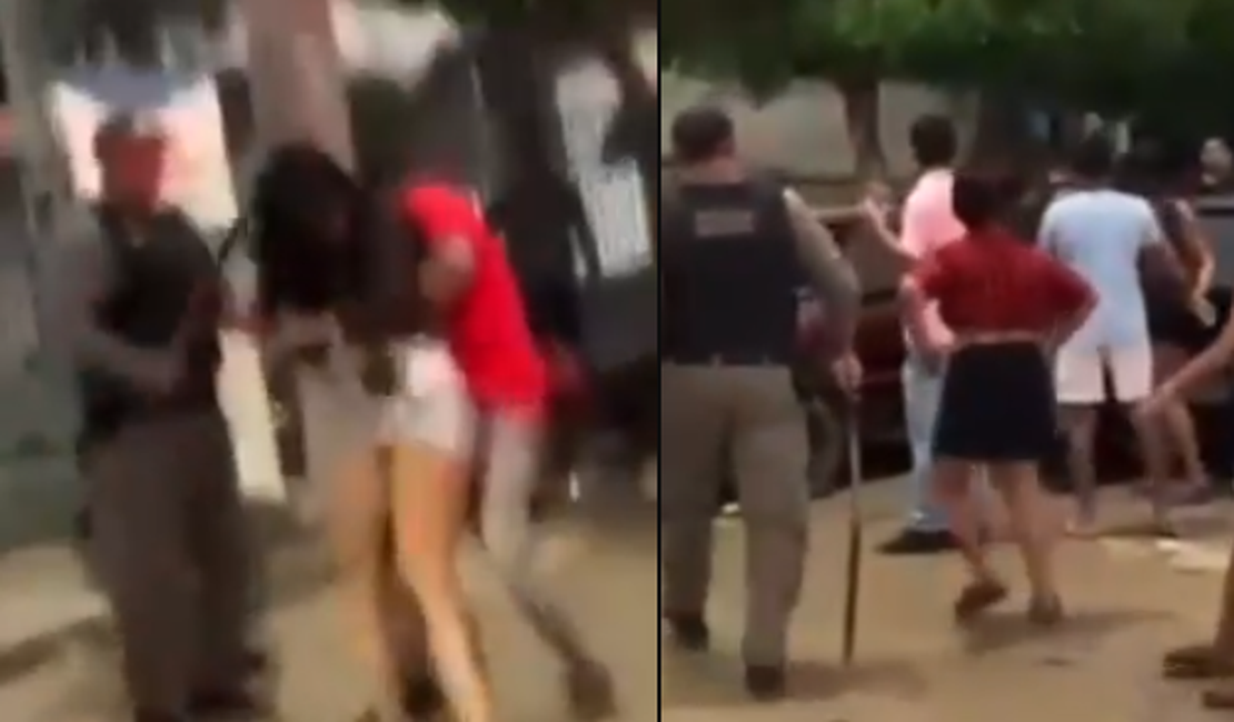 PM é flagrado agredindo mulher com pedaço de pau durante festa em Batalha