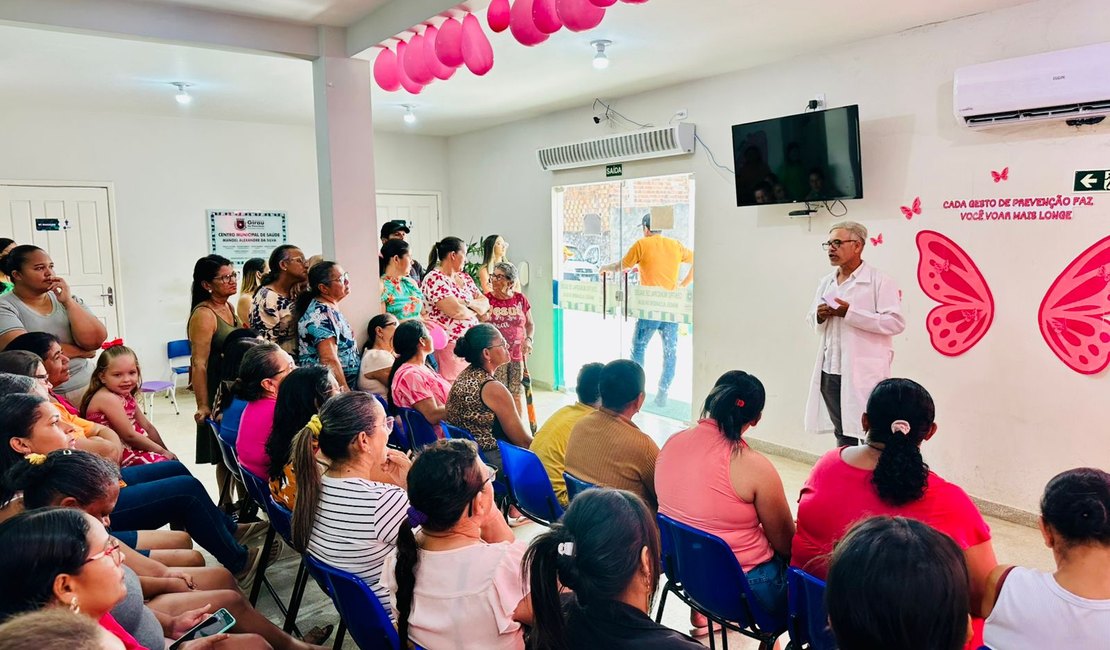 Mulheres e homens devem estar atentos aos sinais do câncer de mama, diz especialista durante ação em Girau do Ponciano