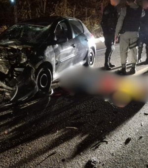 Colisão entre carro e moto deixa um morto e três feridos na BR-316, em Dois Riachos
