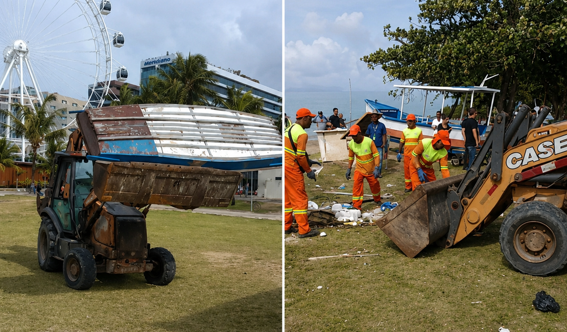 [Vídeo] Começa retirada de embarcações e objetos abandonados da Orla da Pajuçara