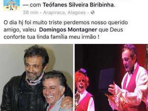 Palhaço Biribinha faz postagem lamentando morte de Domingos Montangner
