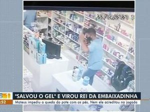 Jovem impede queda de pote com os pés e viraliza no ES