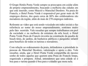Hotel em Marechal Deodoro responde sobre o ocorrido entre ambulantes e segurança