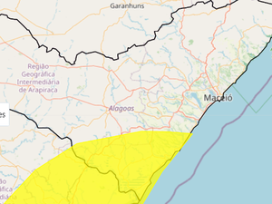 Inmet traz alerta de chuva para o litoral sul do Estado