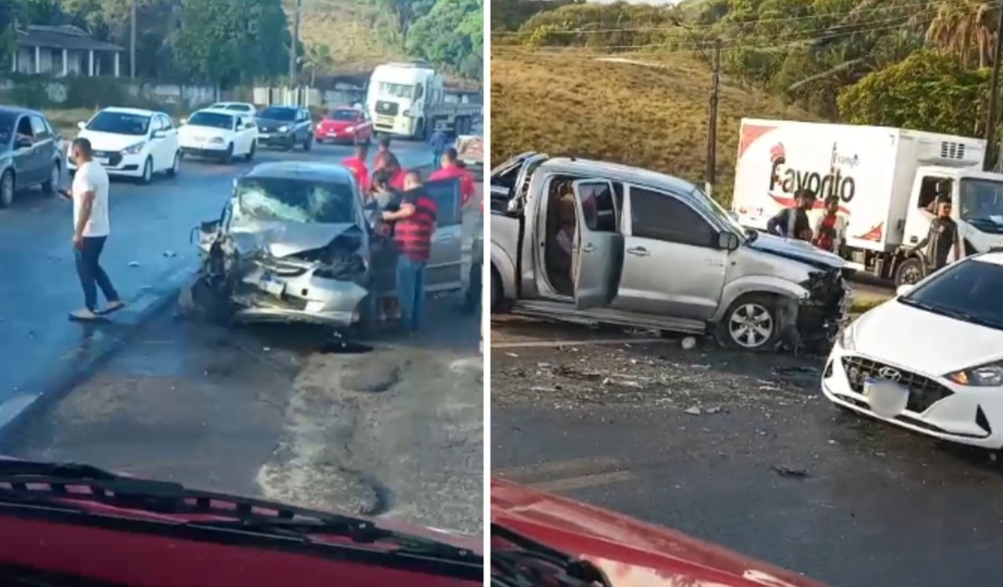[Vídeo] Colisão frontal deixa uma pessoa gravemente ferida na BR-316, em Satuba