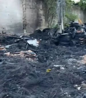 Incêndio em depósito de pneus provoca fumaça intensa e falta de energia em Maceió