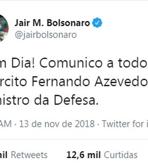 Bolsonaro anuncia general do Exército para o Ministério da Defesa