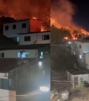 Incêndio atinge vegetação perto de casas na Grota de Maragogi