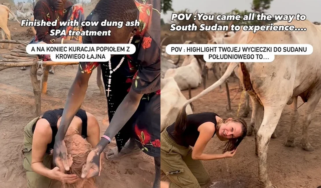 Influencer lava cabelo com urina de vaca em tribo africana e viraliza