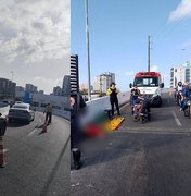 Homem tem mal súbito e morre em acidente no viaduto João Lyra