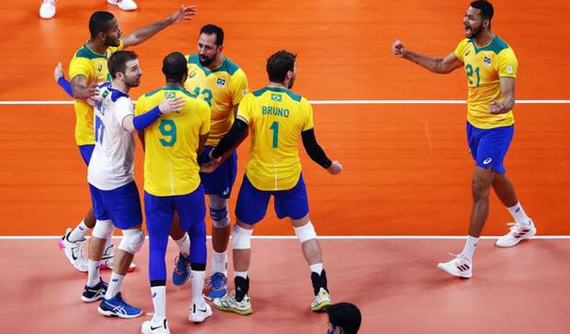 Seleção brasileira masculina de vôlei ganha de virada contra a Argentina