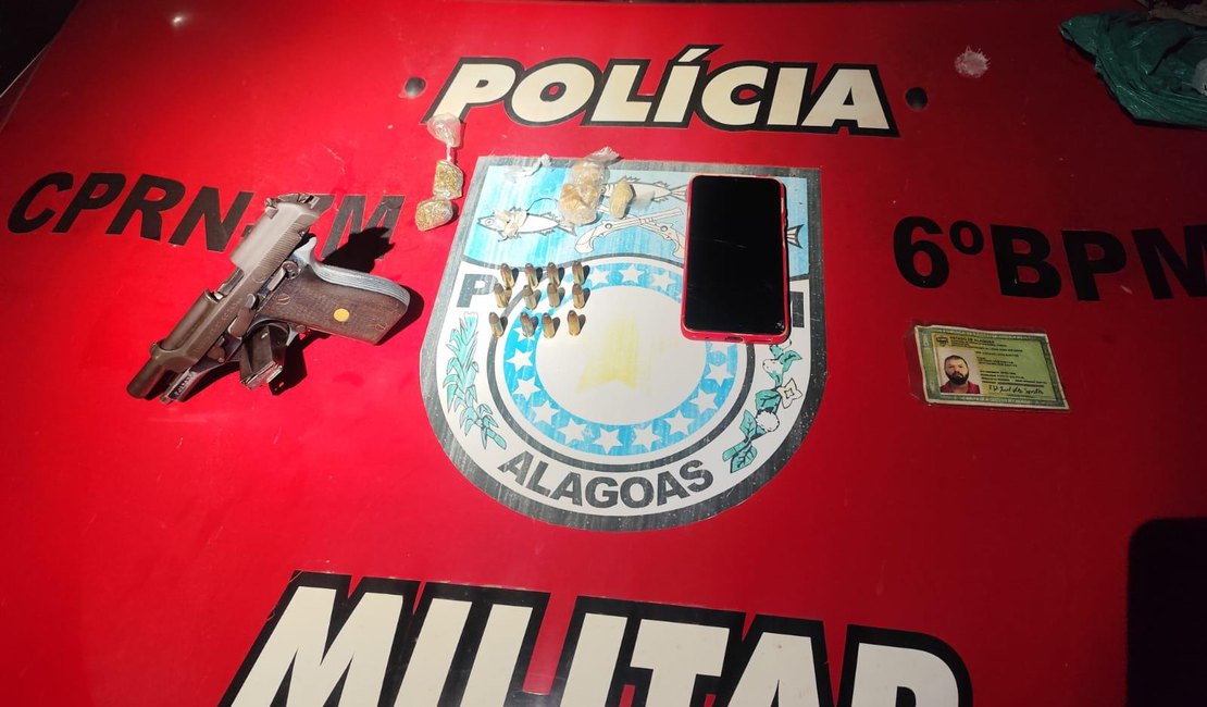 Suspeito de homicídio é preso com arma e drogas em Matriz de Camaragibe