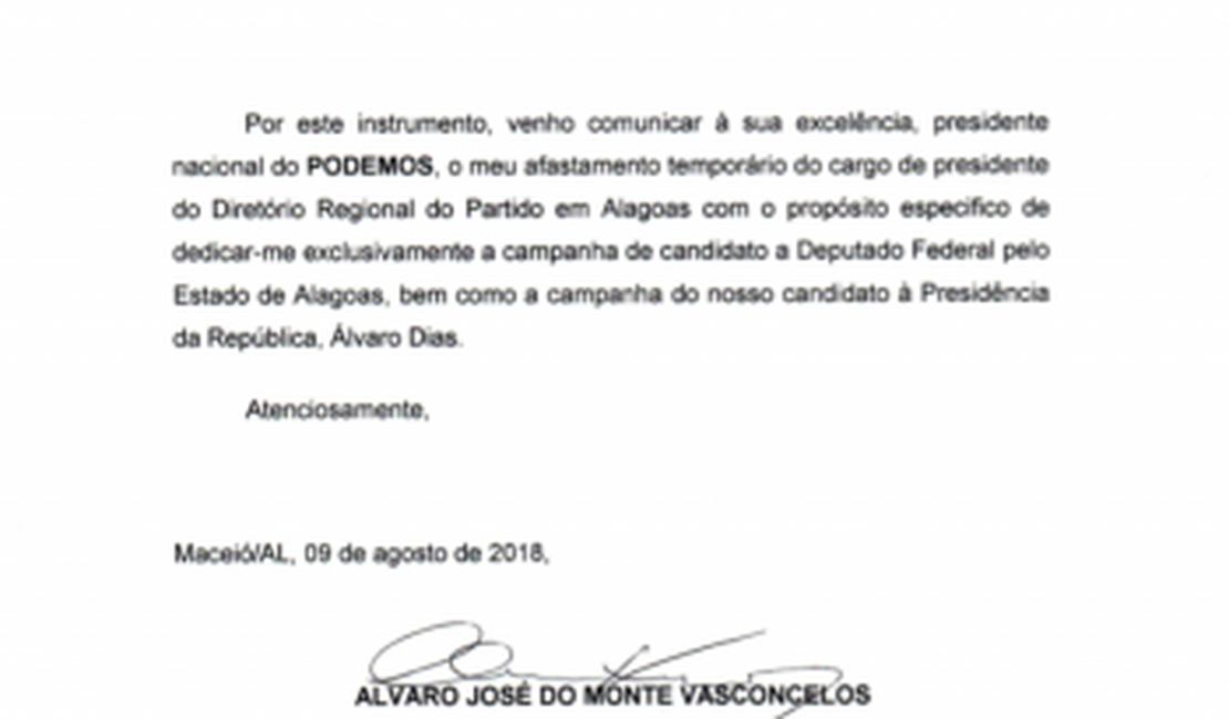 Álvaro Vasconcelos se afasta da presidência do Podemos em AL