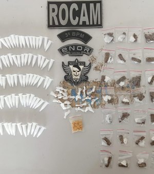 Policiais do 3° e do 7º batalhões da PM prendem suspeitos com drogas e arma de fogo