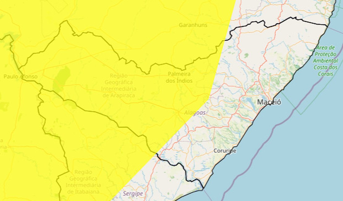 Inmet emite alerta de baixa umidade para 59 municípios de Alagoas