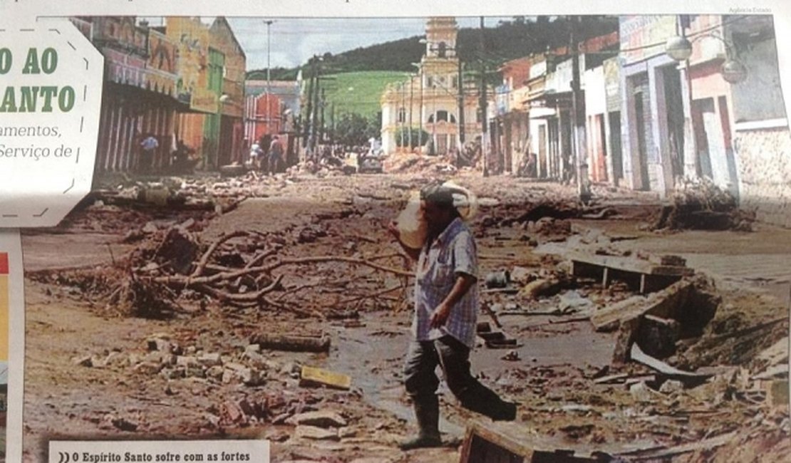 Jornal publica imagem de AL para destacar enchentes no ES