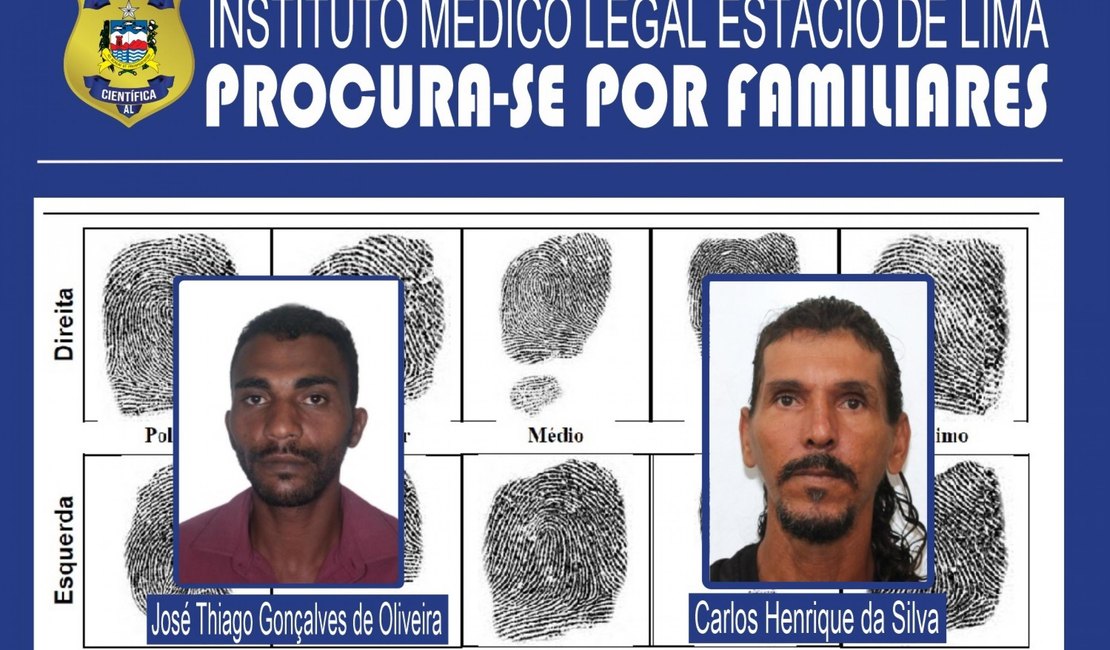 IML de Maceió procura familiares de homens que deram entrada em setembro