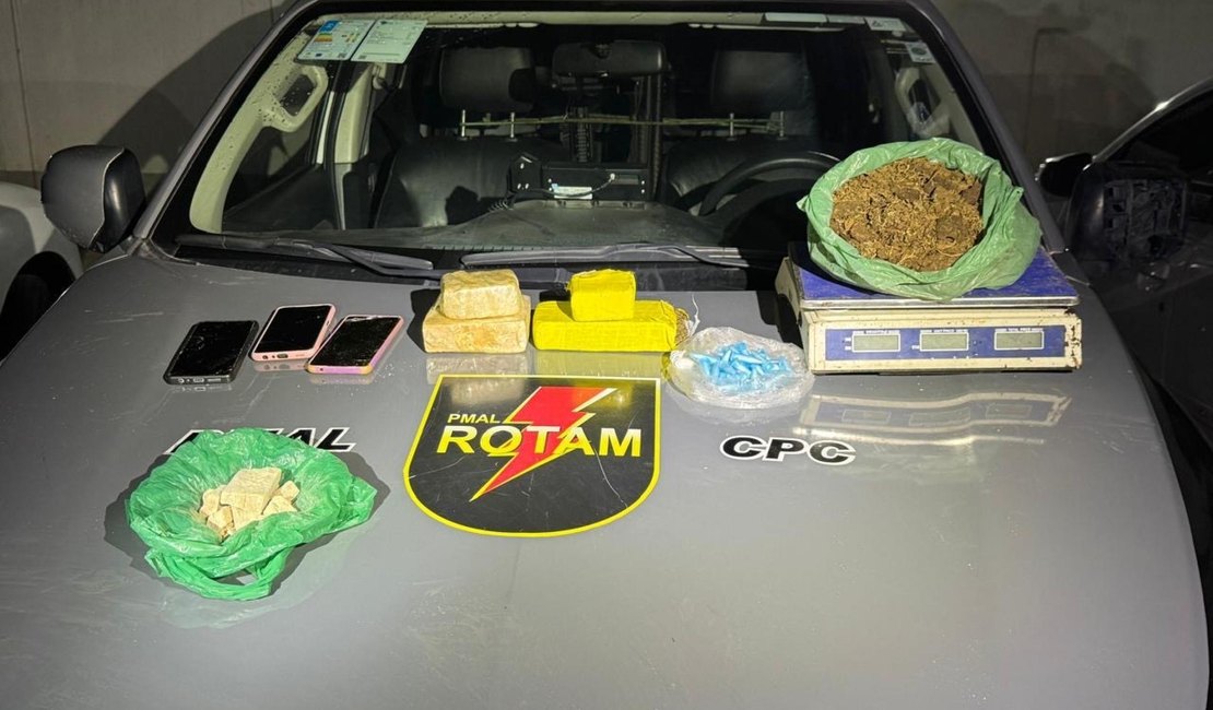 Rotam apreende arma, drogas e recupera veículo roubado durante ocorrências em Maceió