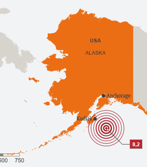 Terremoto de 8,2 graus no Alasca gera alerta de tsunami no Pacífico