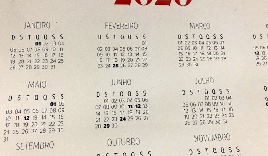 Governo de Alagoas divulga calendário de feriados previstos para 2020