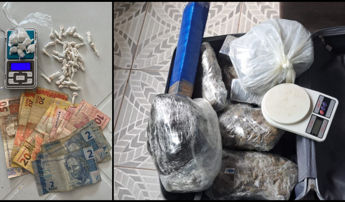PM apreende quase 10 quilos de drogas durante ações em Marechal e Barra de São Miguel