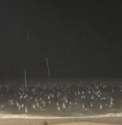 [Vídeo] Imagens mostram mar 'fervilhando' com queda de granizo em Florianópolis