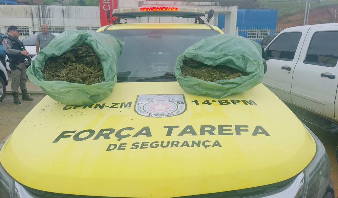 Policiais do 14º BPM prendem em flagrante dois homens portando 20 quilos de maconha em Joaquim Gomes