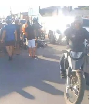 Motociclista fica ferido após caminhão-pipa avançar placa ‘pare’ e provocar colisão em Arapiraca