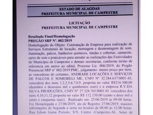 Prefeitura de Campestre emite nota de esclarecimento sobre licitação 