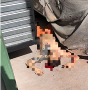Corpo de homem com manchas de sangue é encontrado em porta de garagem no Clima Bom