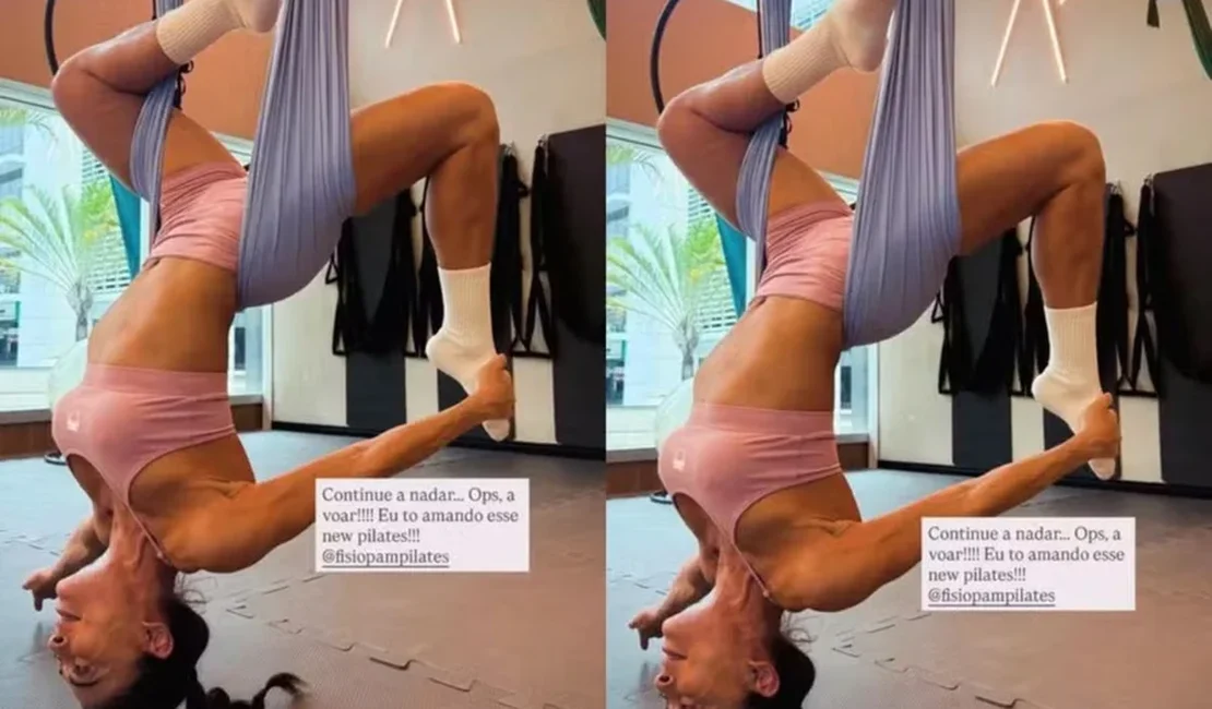 Juliana Paes impressiona em aula de pilates aéreo: “Estou amando”