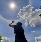 Halo solar no céu do Ceará chama atenção de moradores: 'Um arco-íris ao redor do sol'