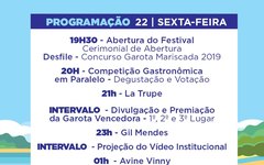 Programação do Festival da Mariscada em São Bento, Maragogi