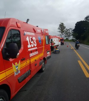 Carro cai em ribanceira e motorista fica ferido na BR-316, em Satuba