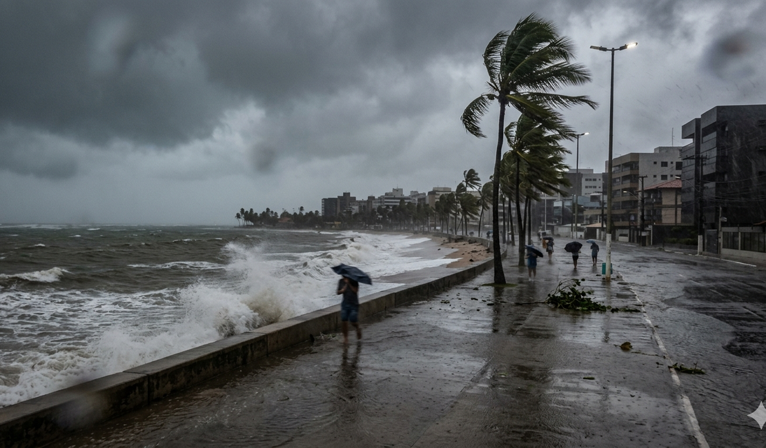 Alagoas segue sob risco de chuvas intensas e ventos de até 60 km/h após alagamentos em Maceió