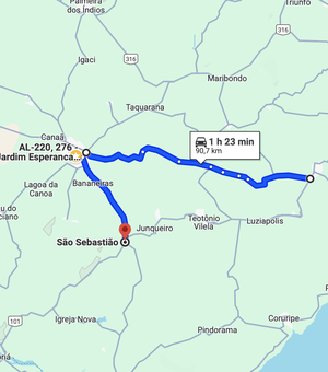 Bloqueio de trecho da BR-101 impacta rota entre Maceió e Aracaju, aumentando trajeto em 28km