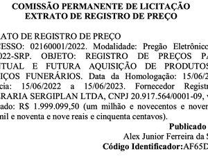 Prefeitura de Junqueiro pretende contratar mais de R$2 milhões em serviços funerários