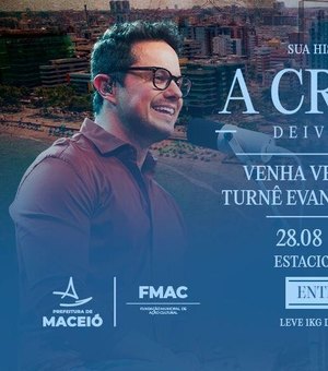 Maceió recebe show gratuito de Deive Leonardo nesta quinta-feira (28)