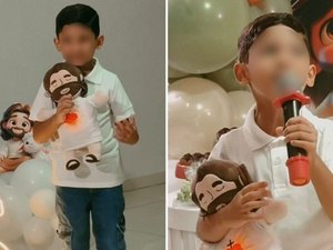 Menino pede aniversário com tema 'Jesus' e emociona pedindo para que convidados se convertam