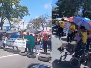 [Vídeo] Dois protestos acontecem ao mesmo tempo e travam trânsito na Fernandes Lima