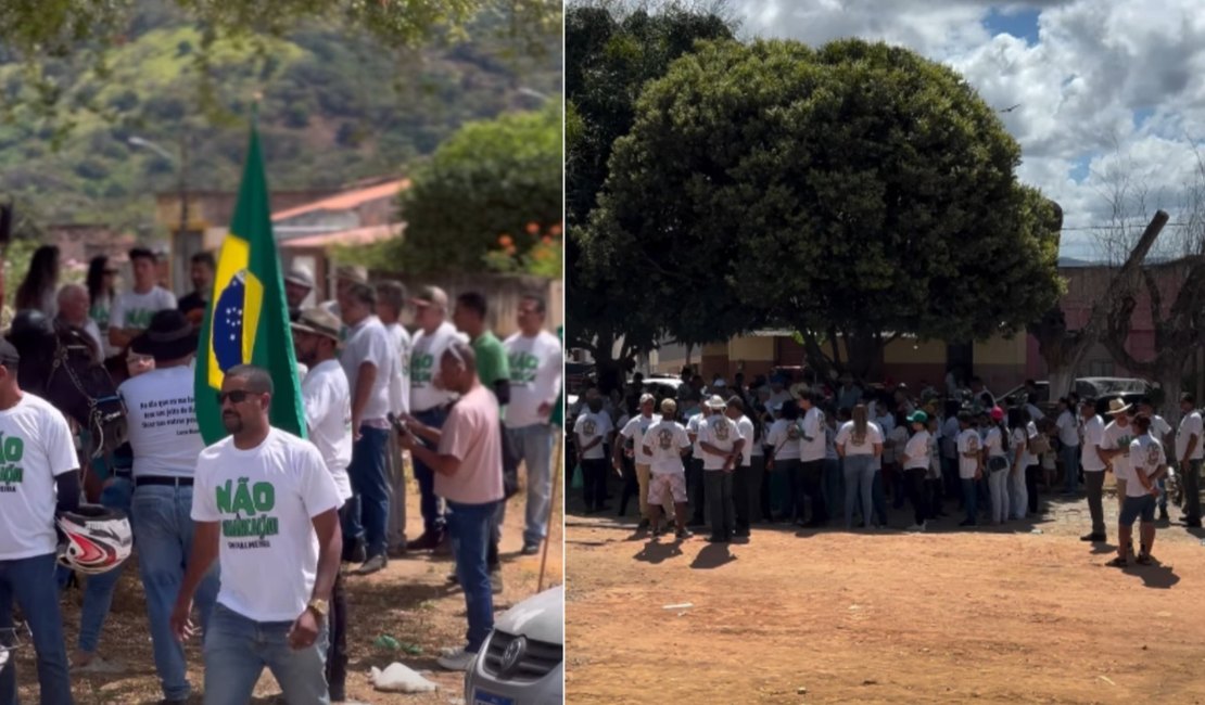 Donos das terras demarcadas pela Funai em Palmeira dos Índios realizam protesto cobrando diálogo