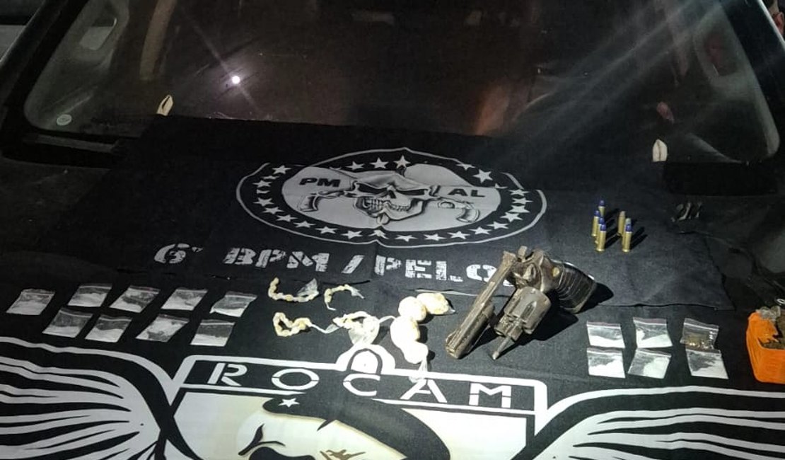 Homem é preso com maconha, crack, cocaína e arma no município de Maragogi