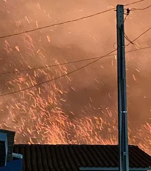 Canaviais pegam fogo próximo a condomínio no bairro da Cidade Universitária